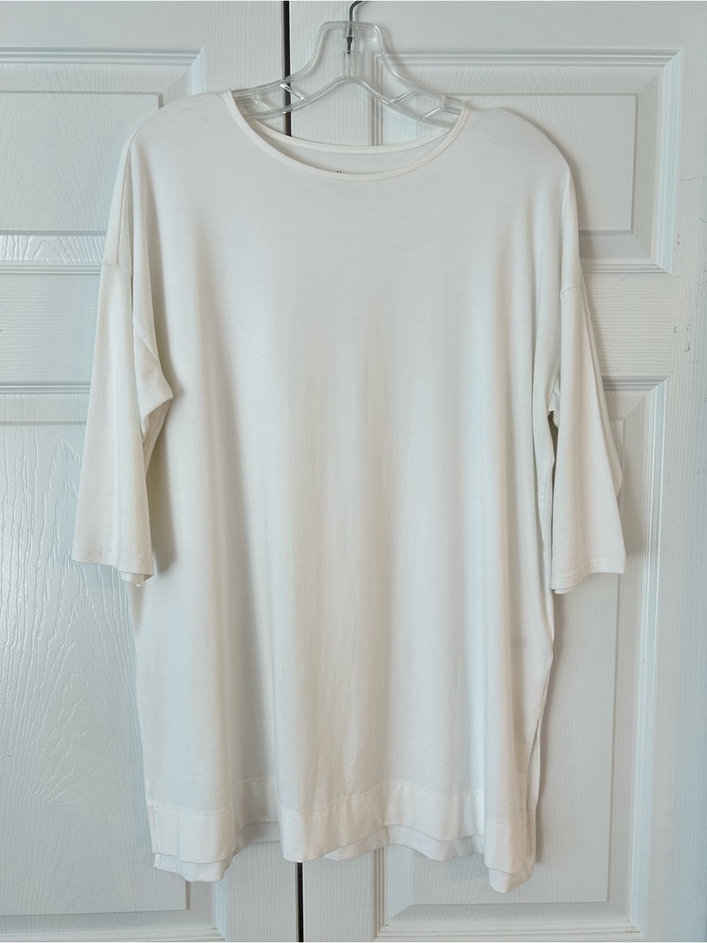 NWOT J.Jill Women’s White Luxe Supima Ballet Sleeve Tunic Blouse Shirt Size M